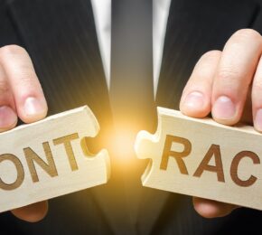 Businessman Employer Breaks Contract Block
