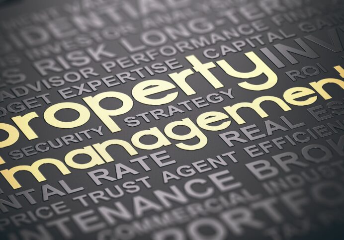 Property Management Gold Text Black Background Words
